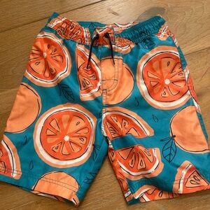 Tea Boys Orange Print Swim Trunks Size 6